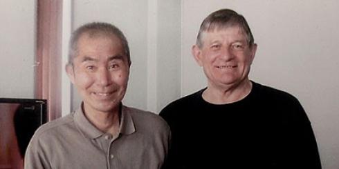(left) Tanaka Kun, a Japanese homeless man, with Columban Fr Joeseph Broderick. Fr Joeseph has lived and worked in Japan as a missionary priest since 1969.