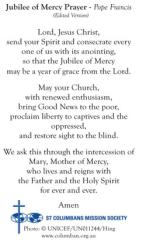 Jubilee of Mercy Prayer - Mid Year Appeal 2016