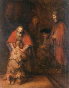 The Prodigal Son, Luke 15:11–32. Rembrandt's painting the return of the Prodigal Son.