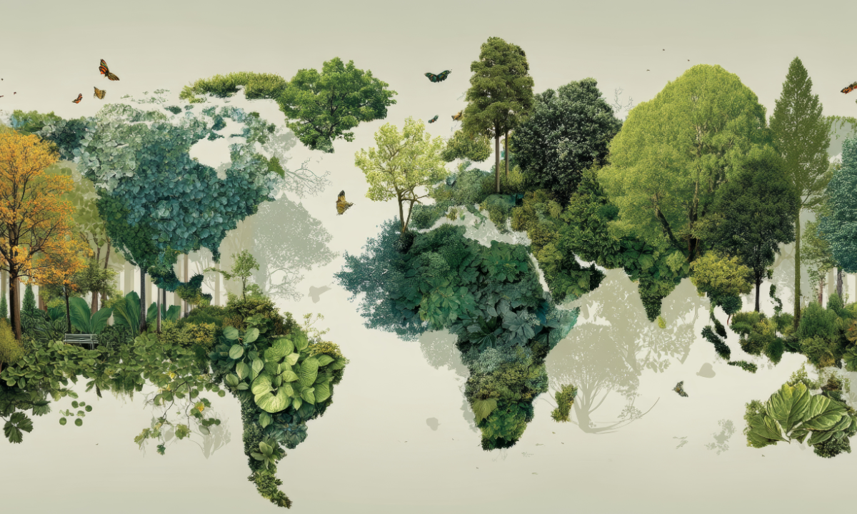 Global forest landscape formed by trees and greenery representing ecology and sustainability - Photo:canva.com ASphotostudio