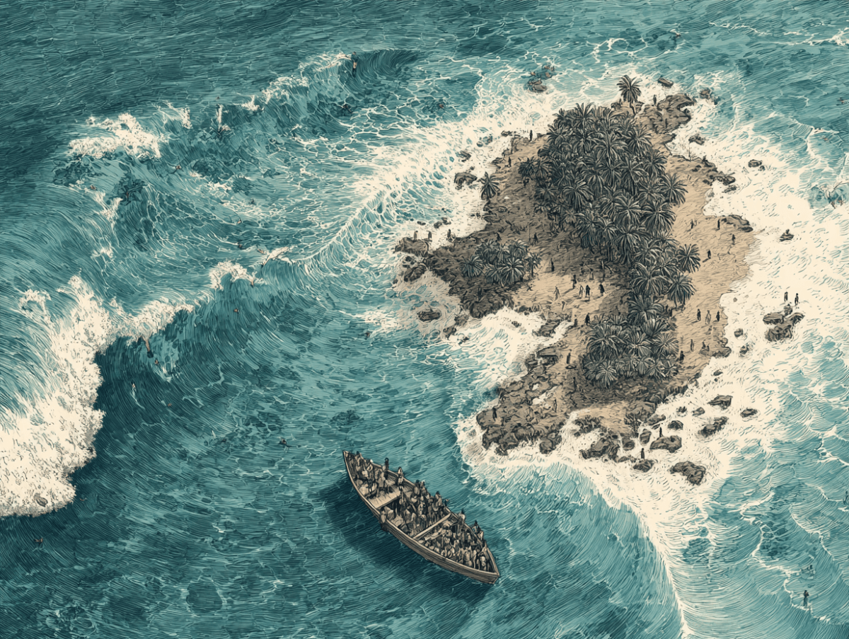 Reef and boat.
