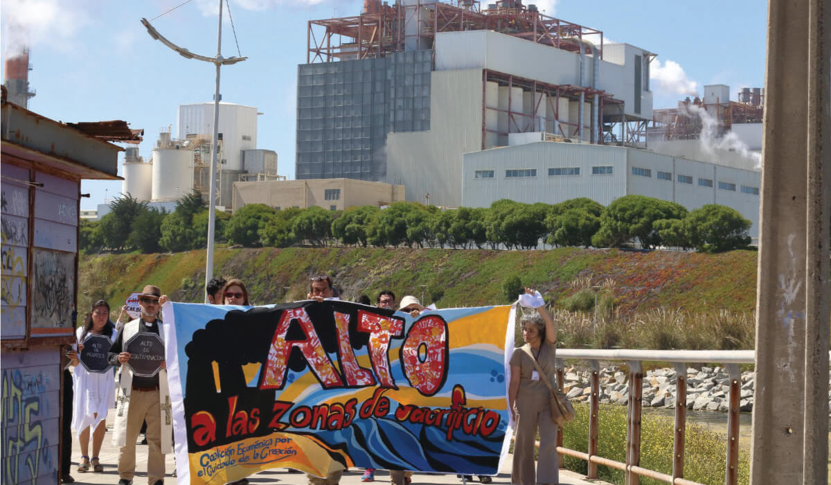 Columban Youth protesting against industrial pollution in Chile in 2019. Photo: Fr Dan Harding SSC