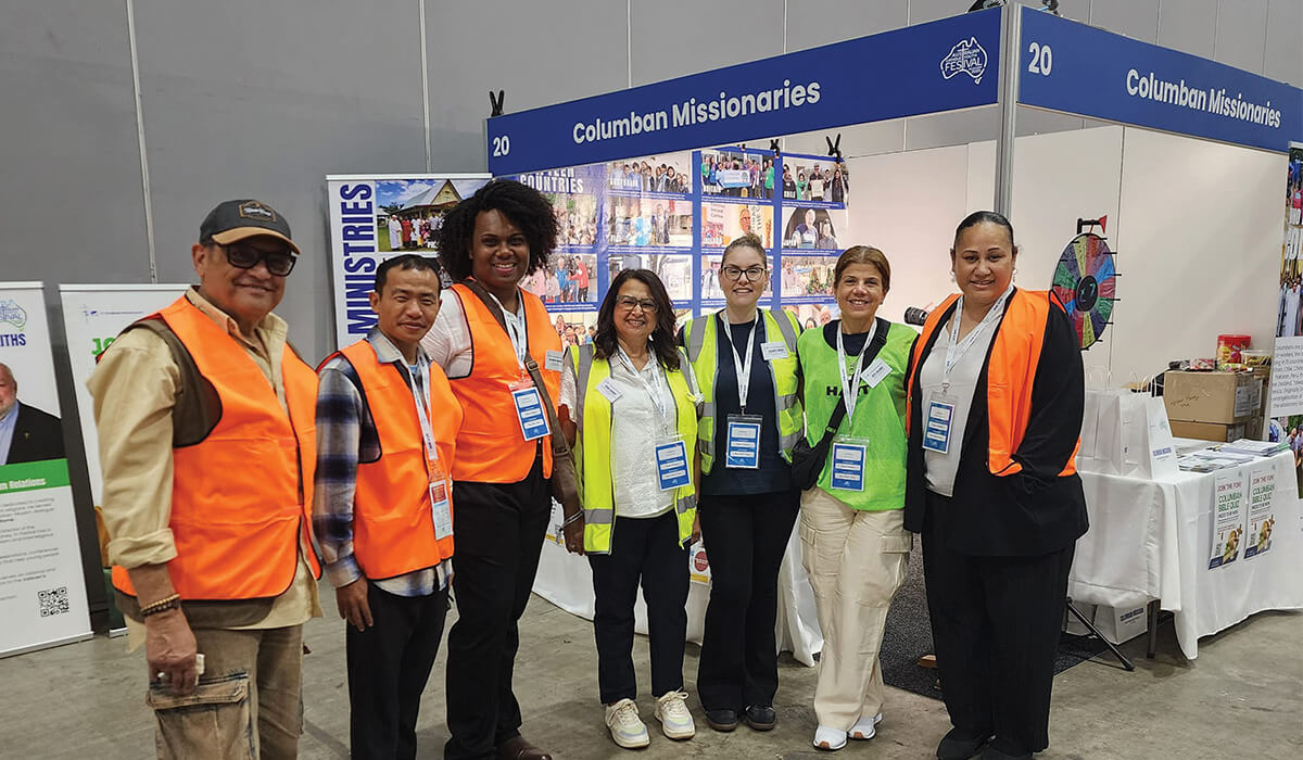 Columban Missionaries ACYF team (left - right); Hany Shawky, Columban Fr Francis Xavier La Aung, Noa Tuivunilagi, Maha Shawky, Assunta Arena, Rita Salama and Adi Mariana Waqa. - Photo: Assunta Arena
