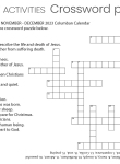 Columban Activities - Crossword Puzzle - November/December 2023